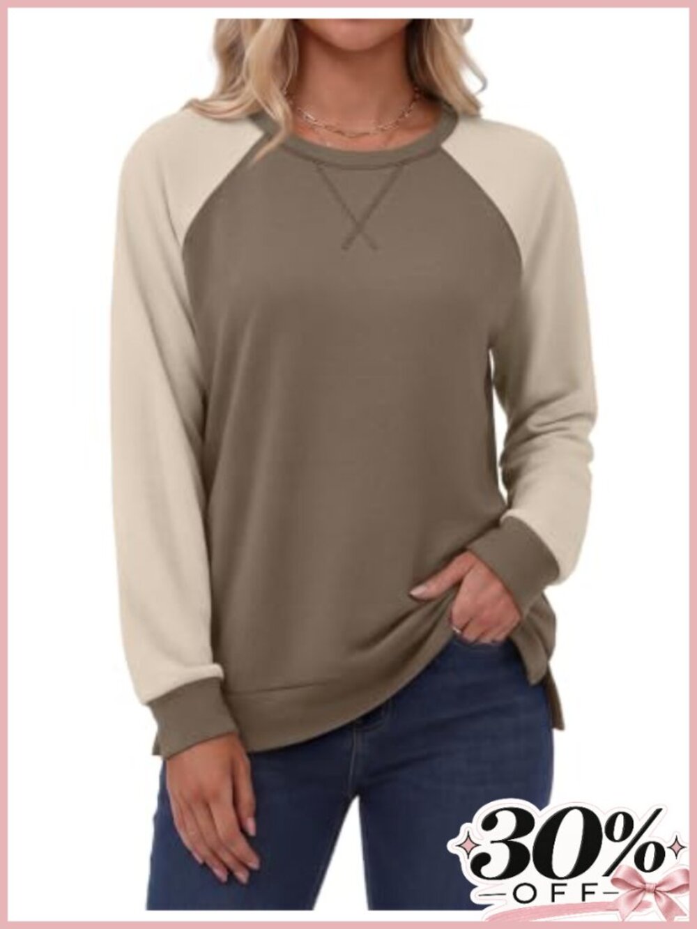 Women's Crewneck Color Block Sweatshirt Oversized Long Sleeve Pullover